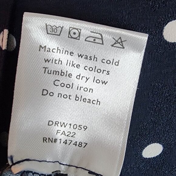 Draper James Dress Womens Size XS Blue Polka Dot Long Sleeve Reese Witherspoon - Picture 7 of 7